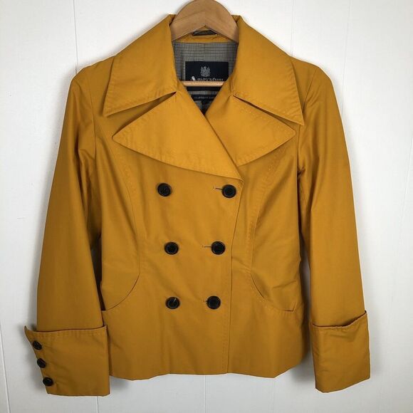 Vintage Aquascutum London Short Trench Coat Golden Yellow Women's